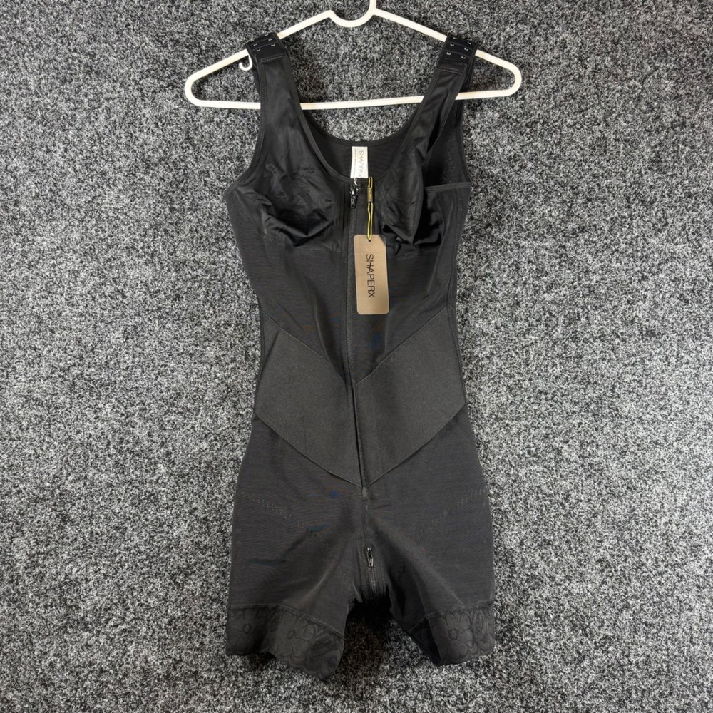 SHAPERX Womens Black Full Body Shapewear Faja Tummy Control Bodysuit Size S